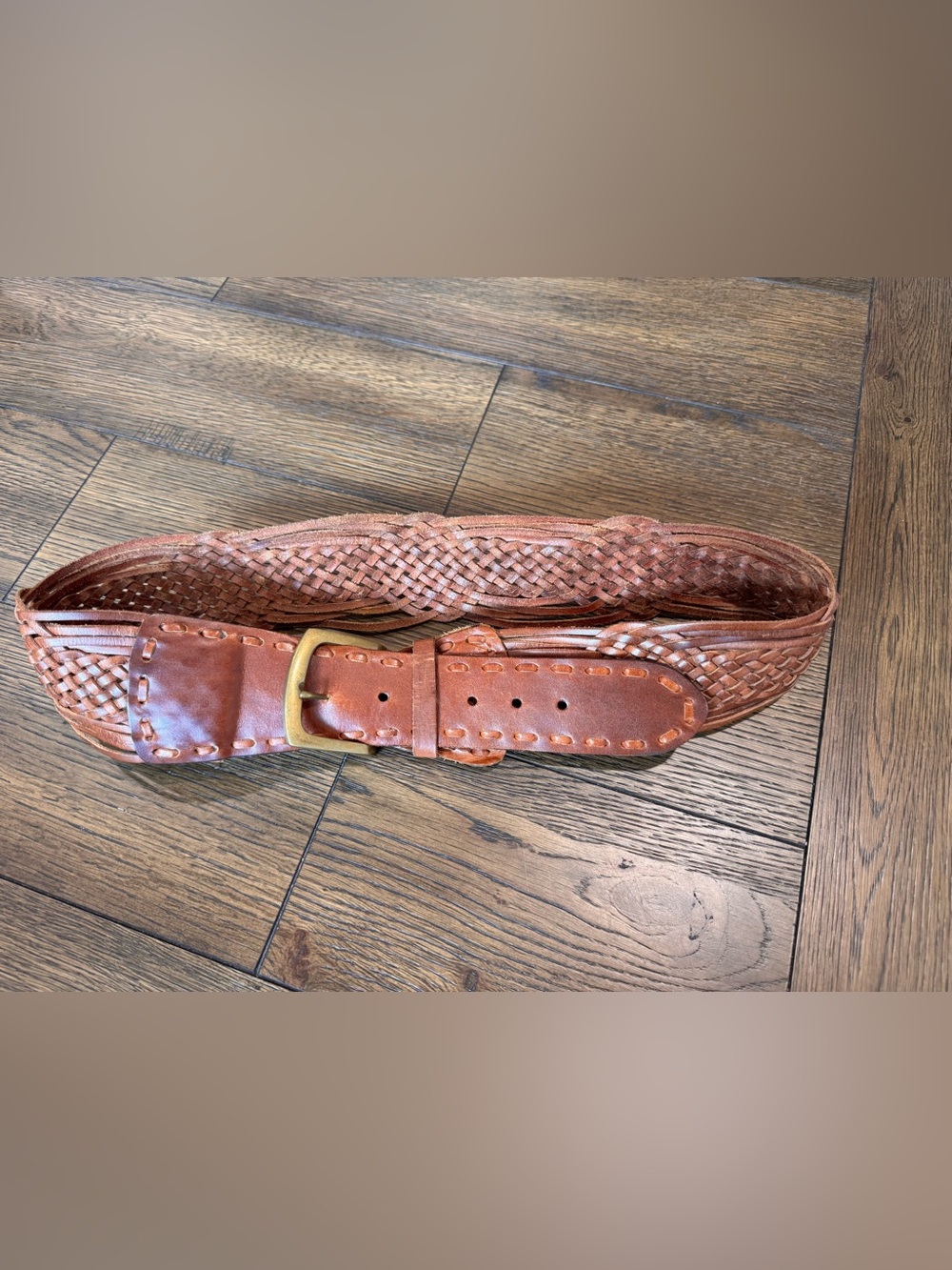 Women’s Braided Leather Statement Belt Large